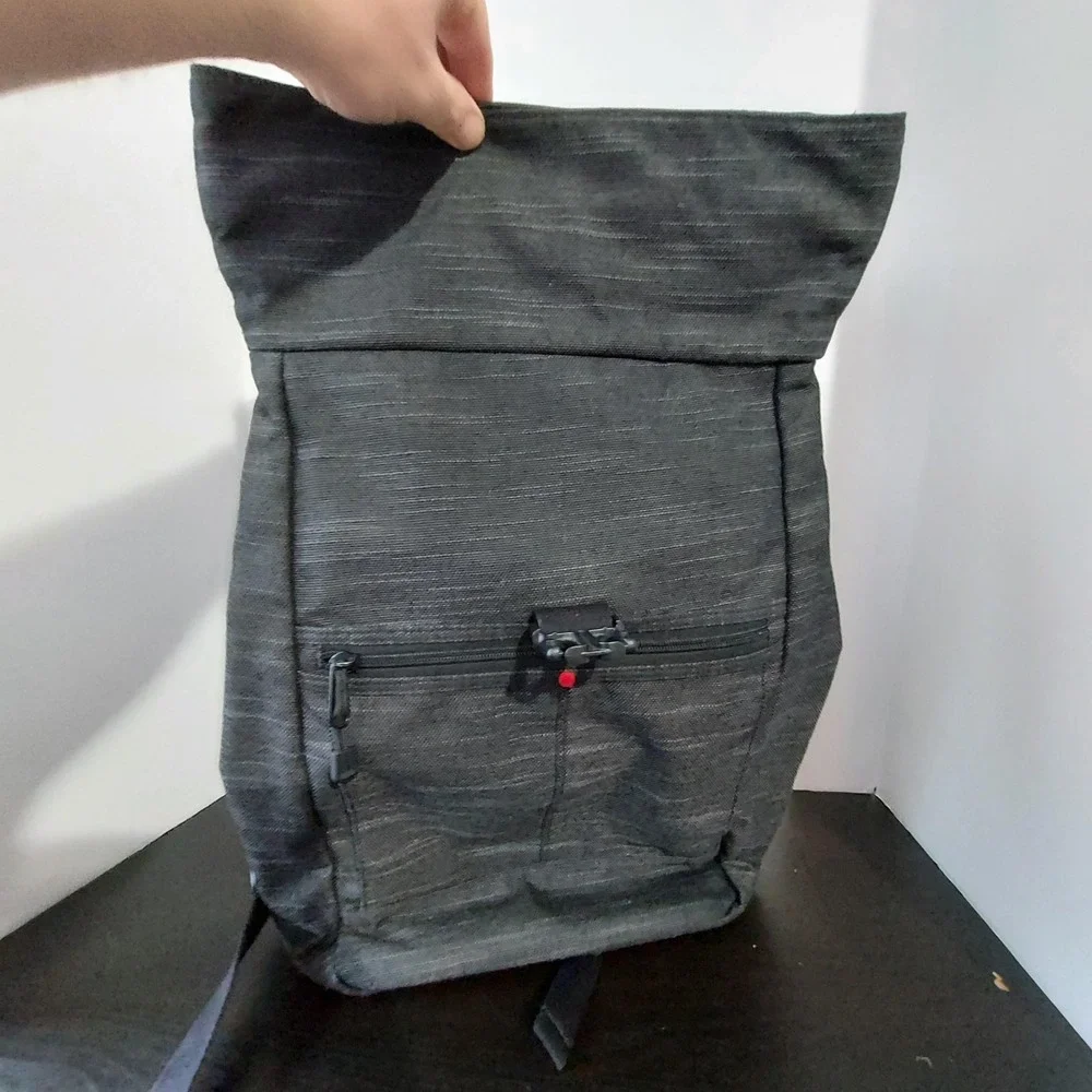 STATE Gray Canvas Roll Top Backpack Mens Travel Bag‎ Adjustable Straps Daypack